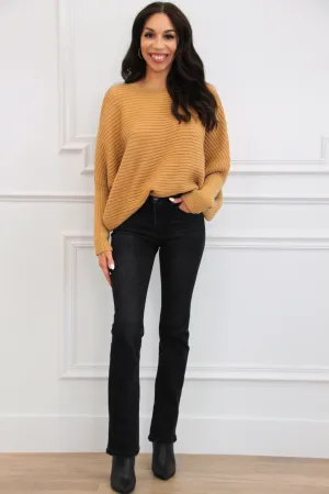 Madsyn Dolman Boat Neck Sweater: Camel