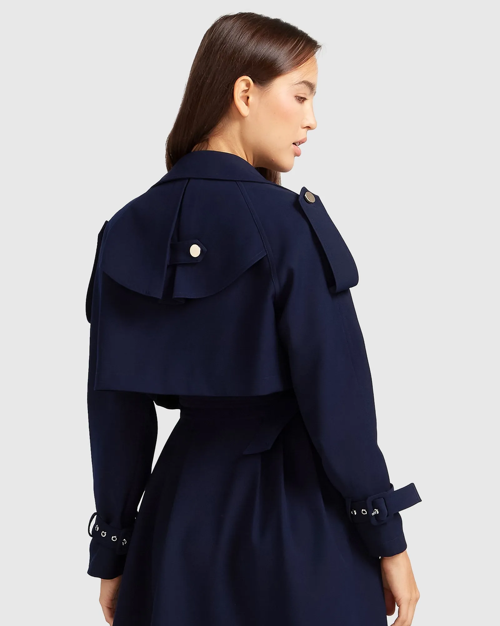 Manhattan Cropped Trench - Navy