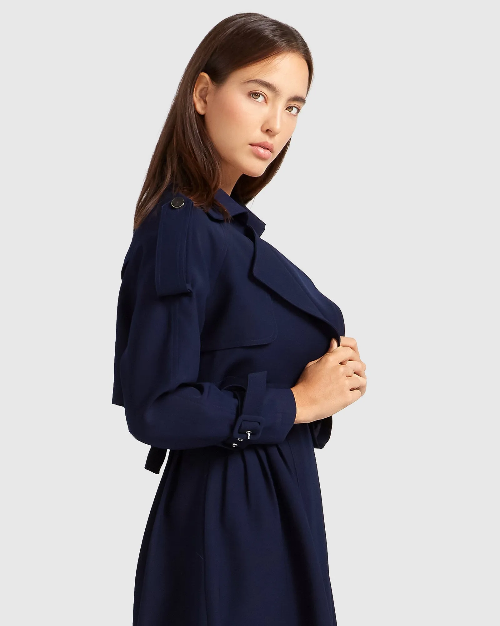 Manhattan Cropped Trench - Navy