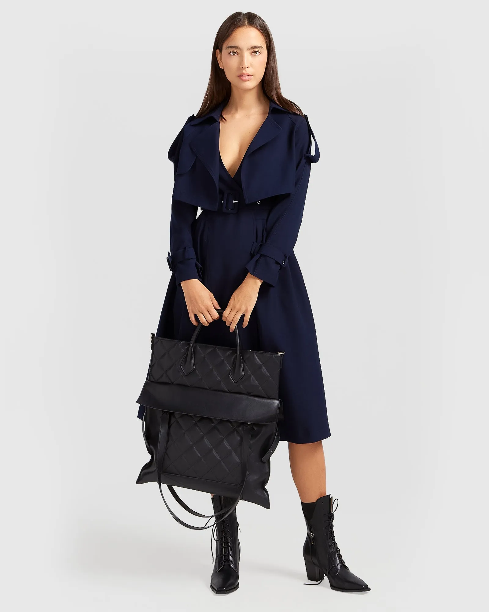 Manhattan Cropped Trench - Navy