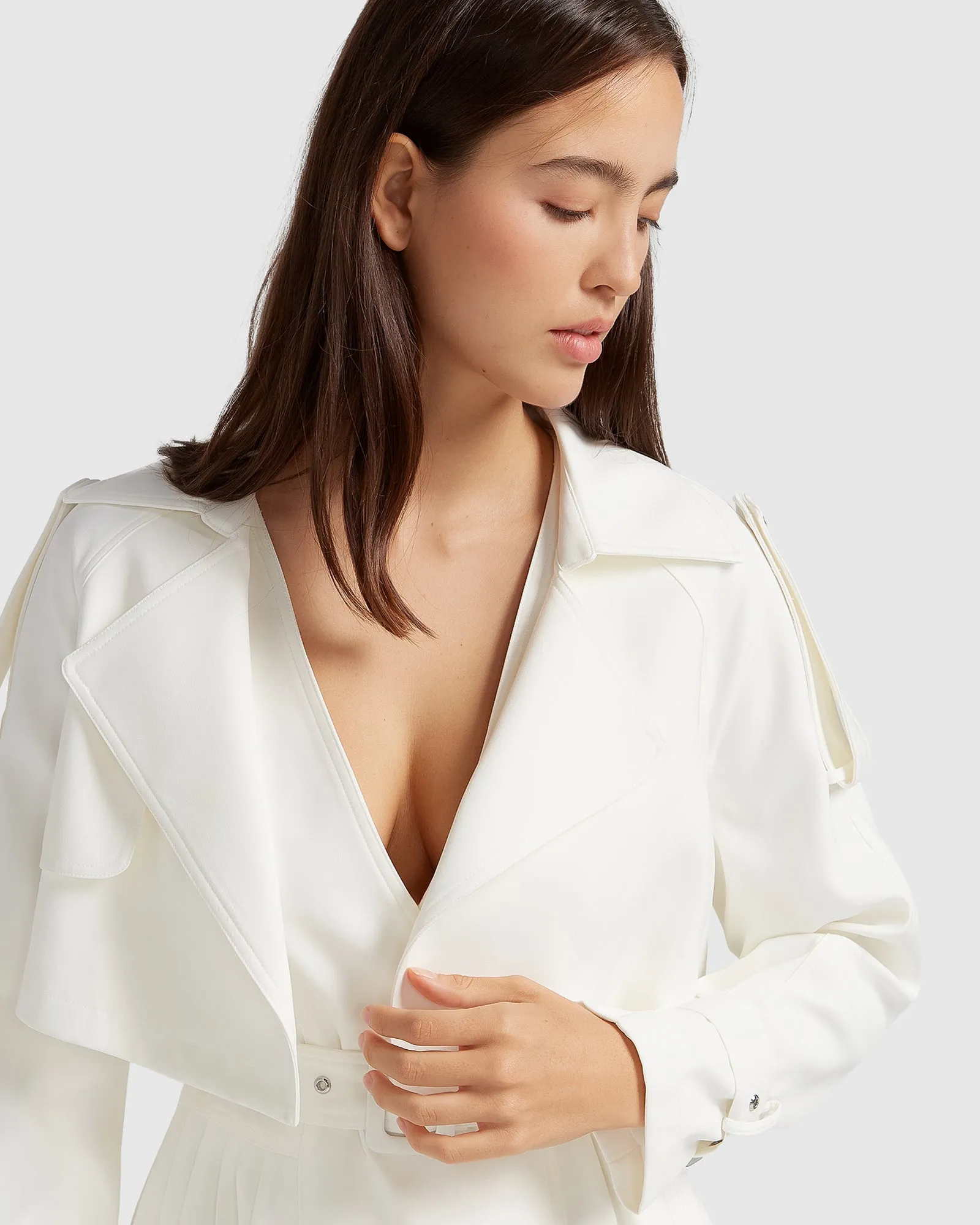 Manhattan Cropped Trench - Off-White
