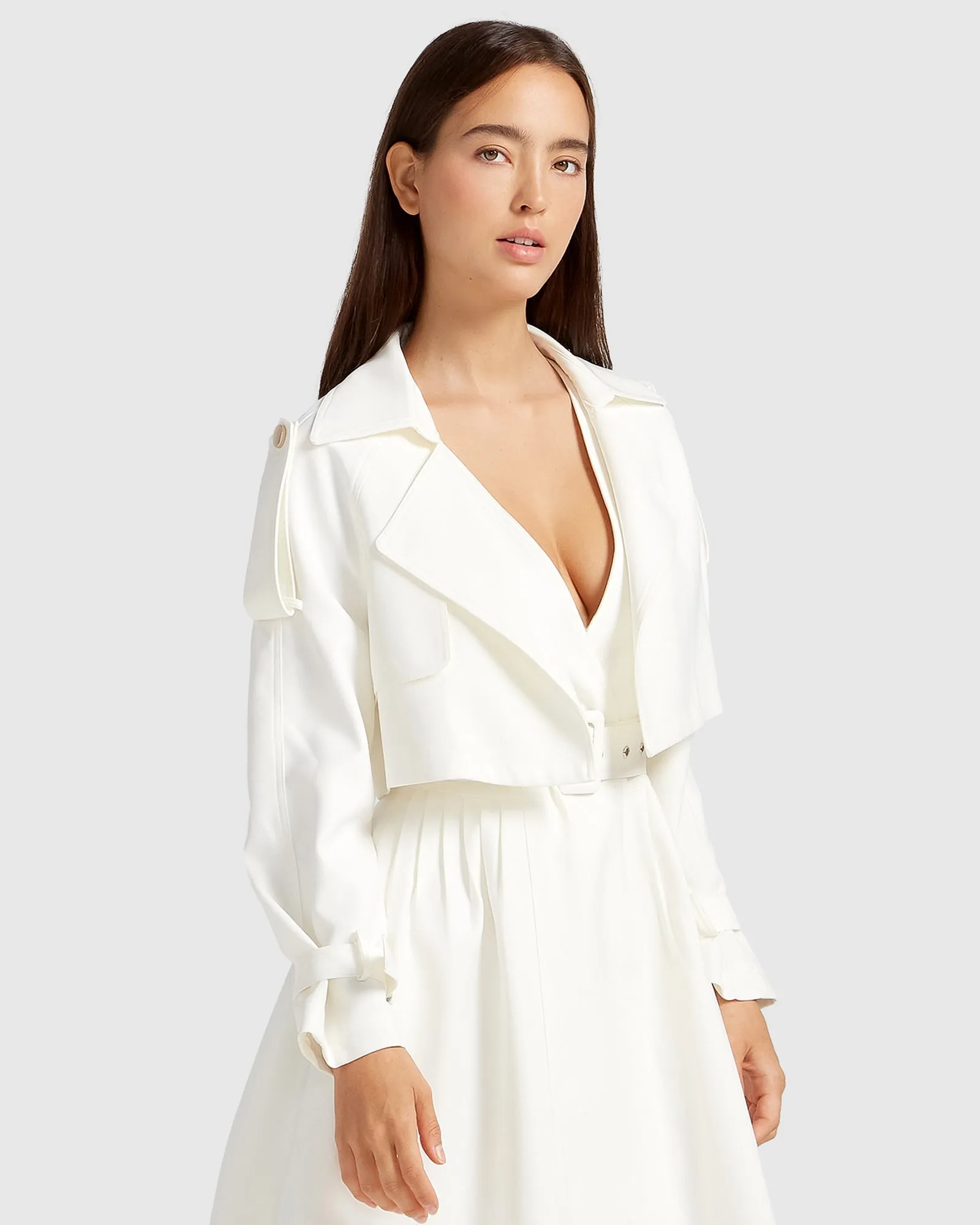 Manhattan Cropped Trench - Off-White
