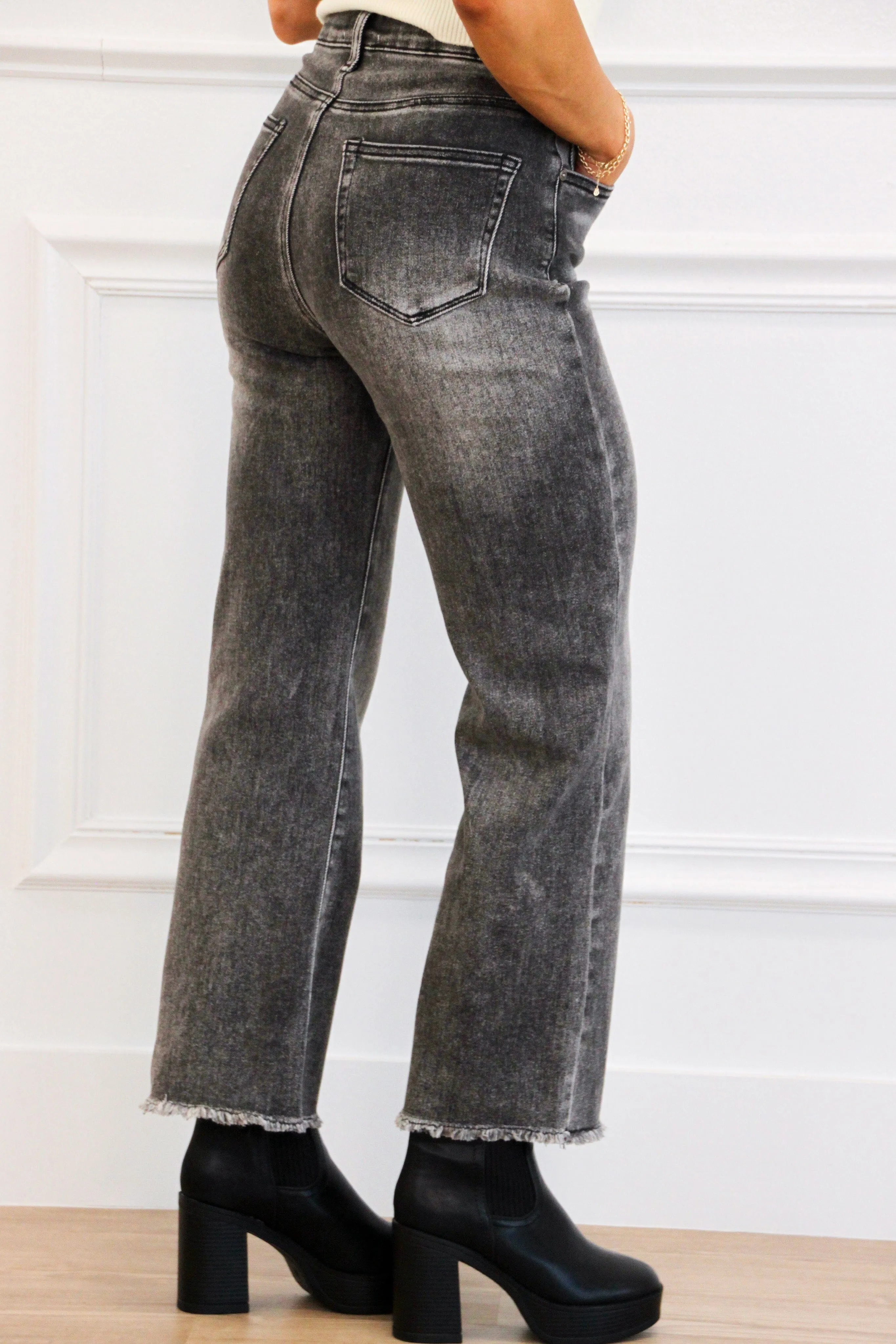 Marcos High Rise Tummy Control Denim: Washed Black