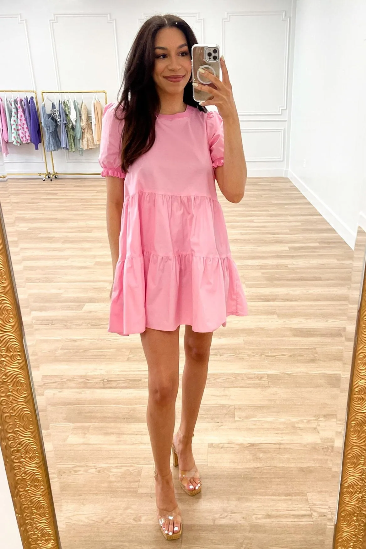 Meaningful Moment Ruffle Dress: Pink