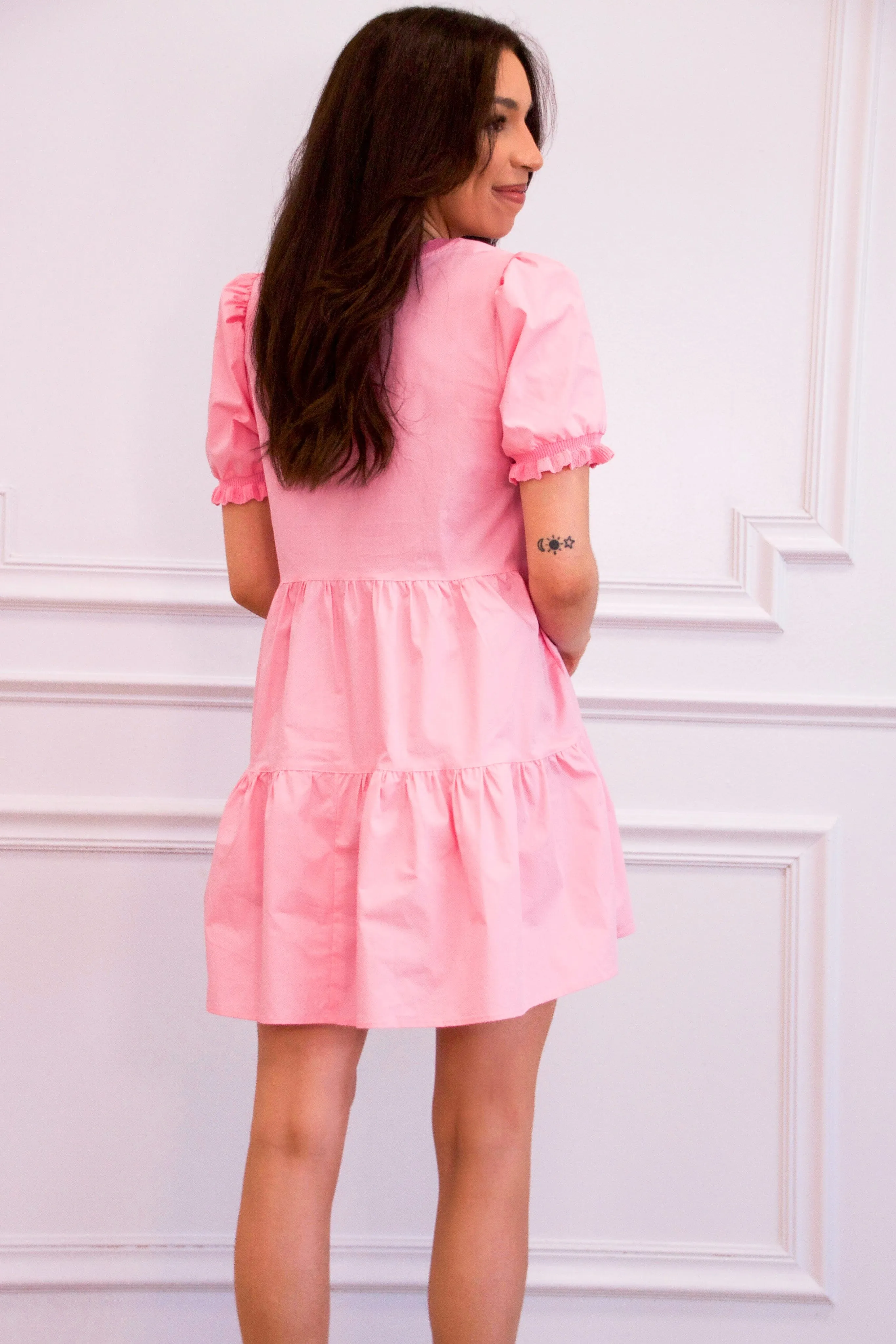 Meaningful Moment Ruffle Dress: Pink
