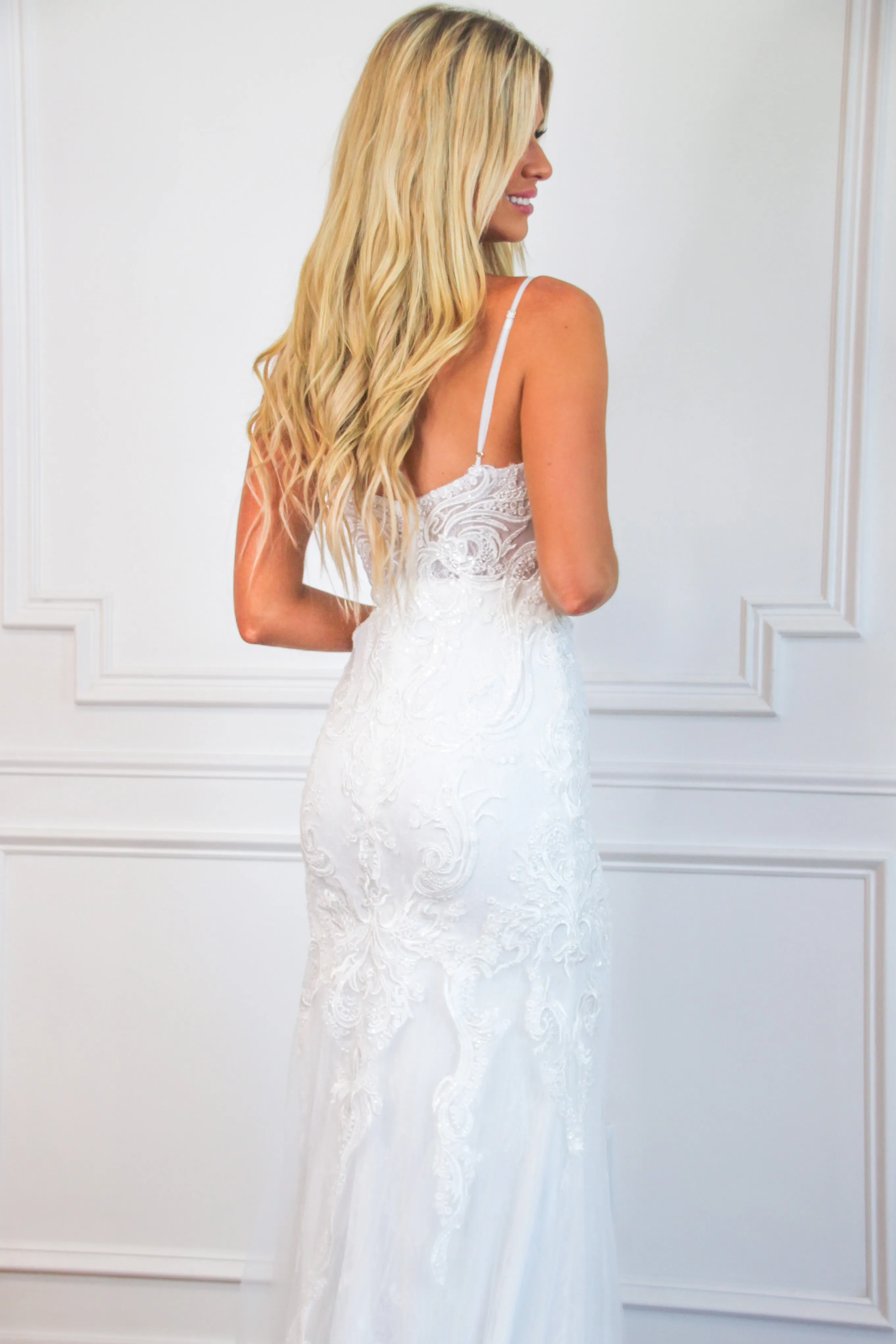 Melania Lace Wedding Dress: White