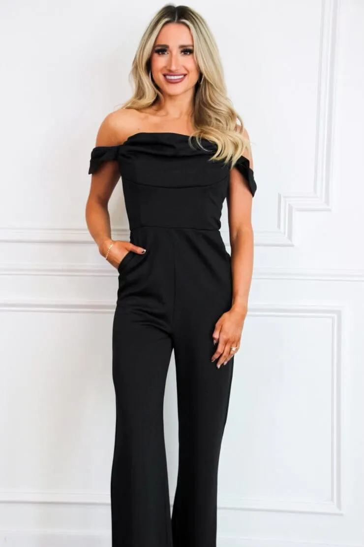 Meyer Off Shoulder Jumpsuit: Black