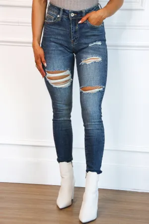 Miranda Distressed Denim: Dark Wash