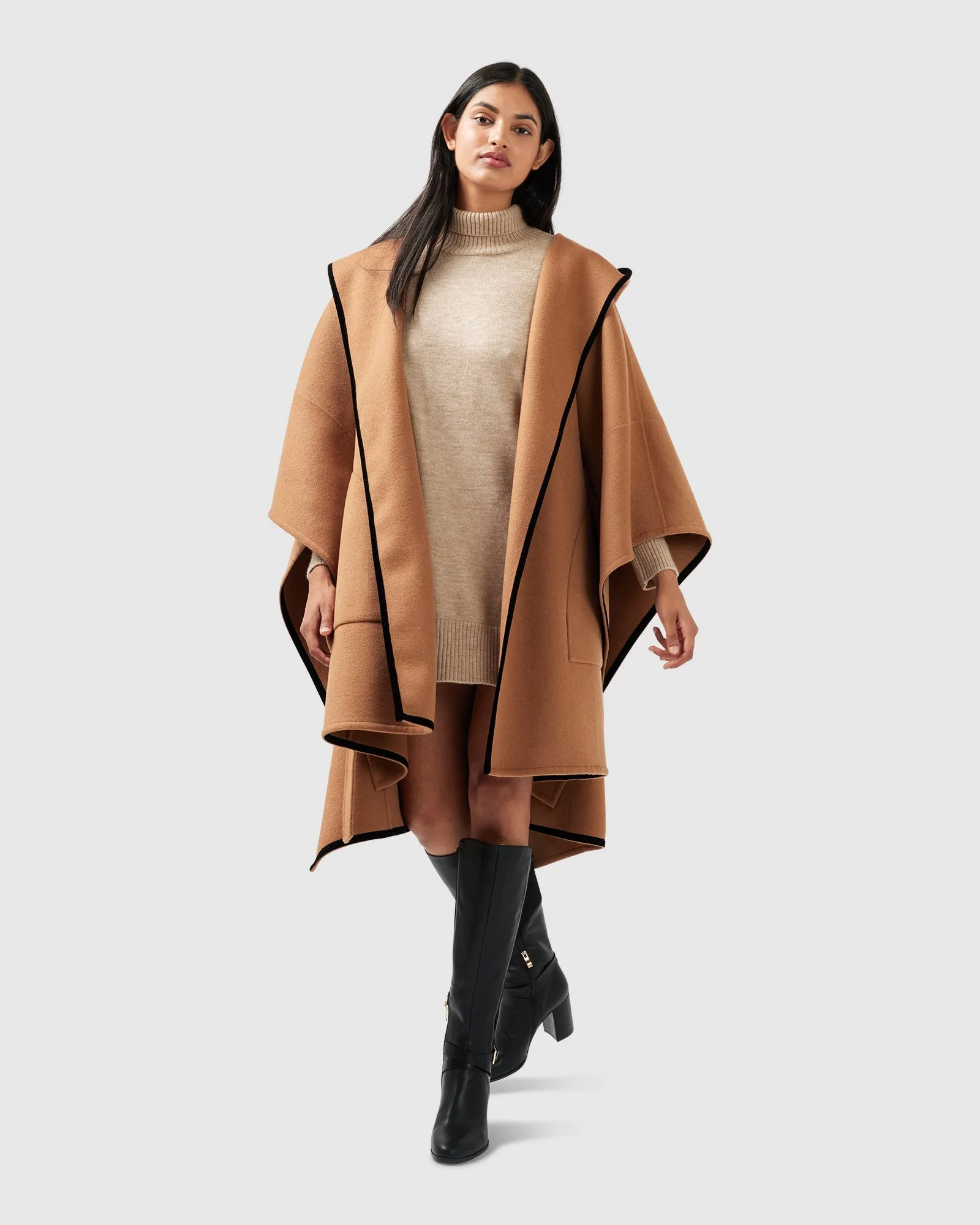 Need You Now Hooded Cape - Camel