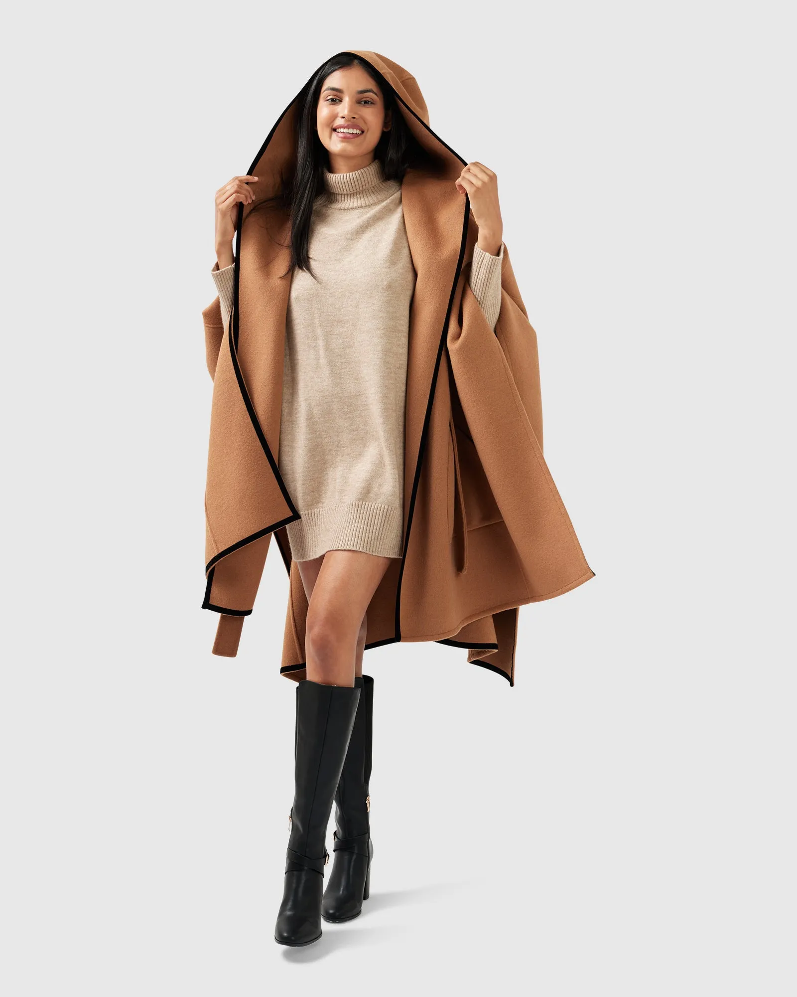 Need You Now Hooded Cape - Camel