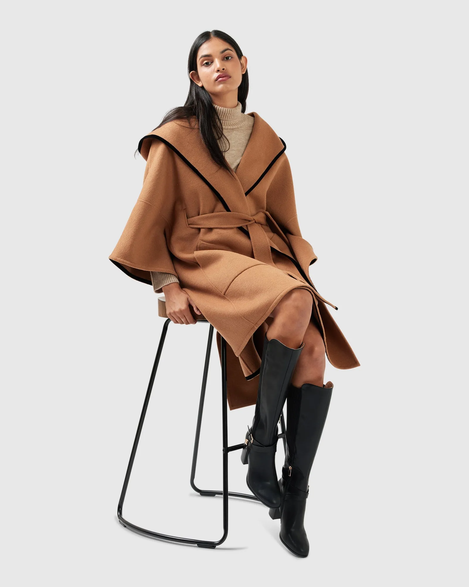 Need You Now Hooded Cape - Camel