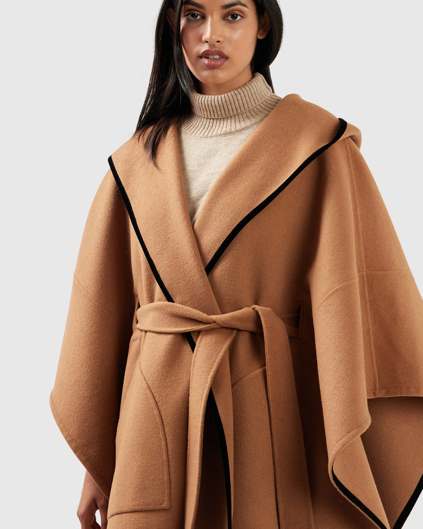 Need You Now Hooded Cape - Camel