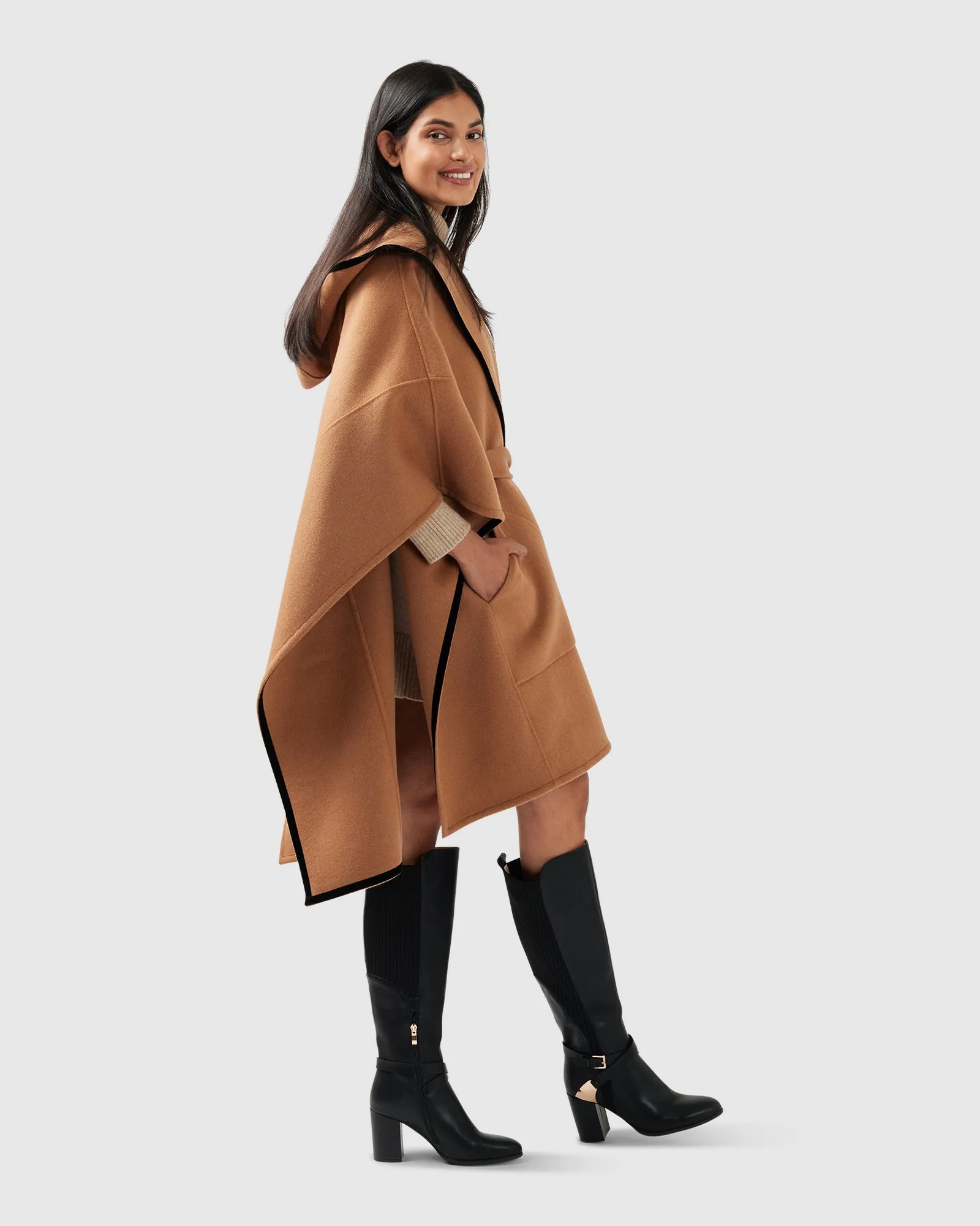 Need You Now Hooded Cape - Camel