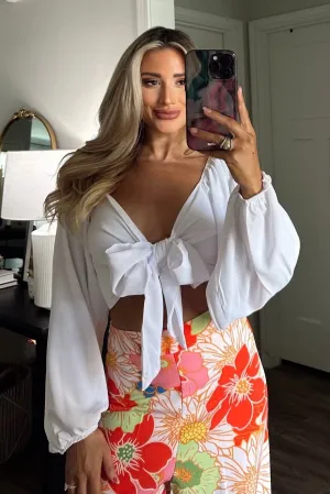 Never Ending Sunshine Crop Top: White