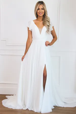 Never Let You Go Chiffon Wedding Dress: White