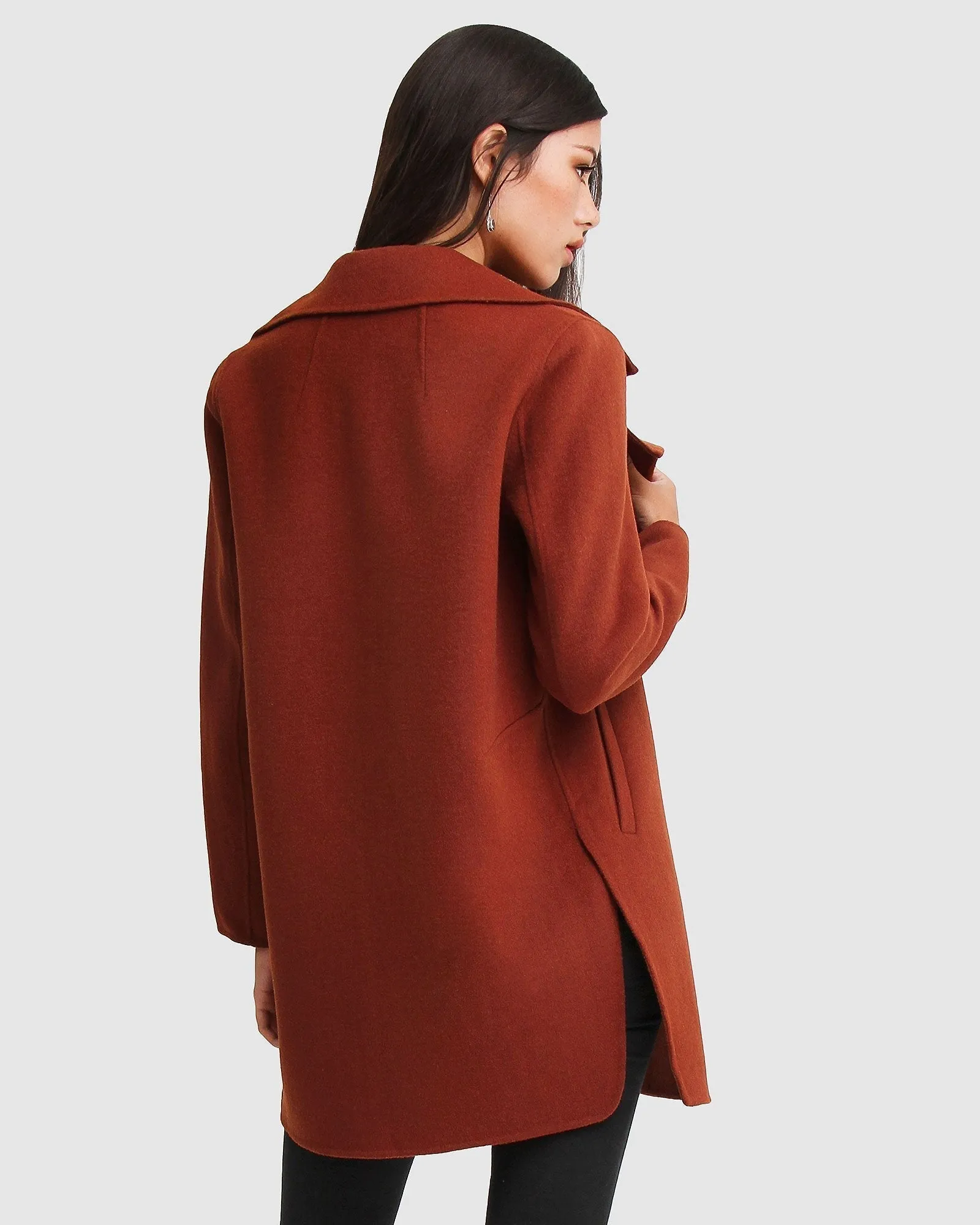 NEW FIT Ex-Boyfriend Wool Blend Oversized Jacket - Brick