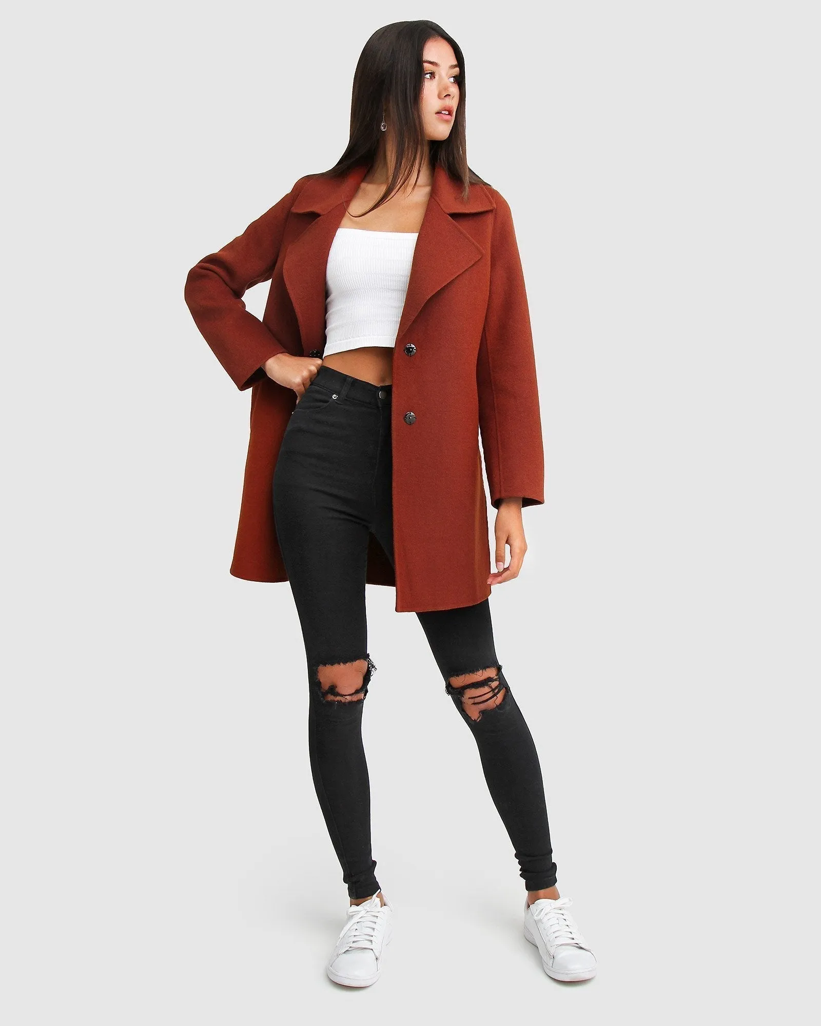 NEW FIT Ex-Boyfriend Wool Blend Oversized Jacket - Brick