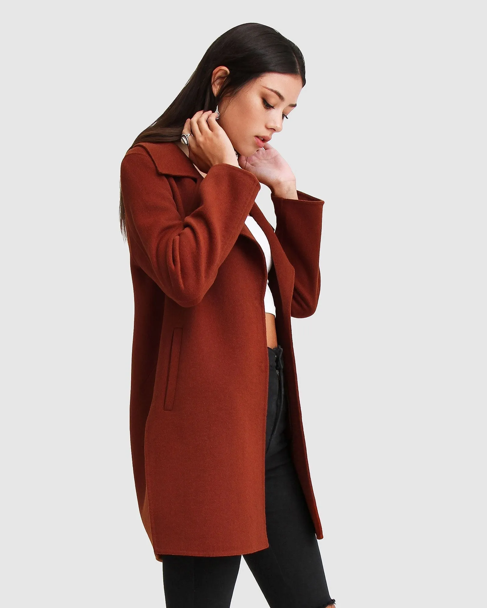 NEW FIT Ex-Boyfriend Wool Blend Oversized Jacket - Brick