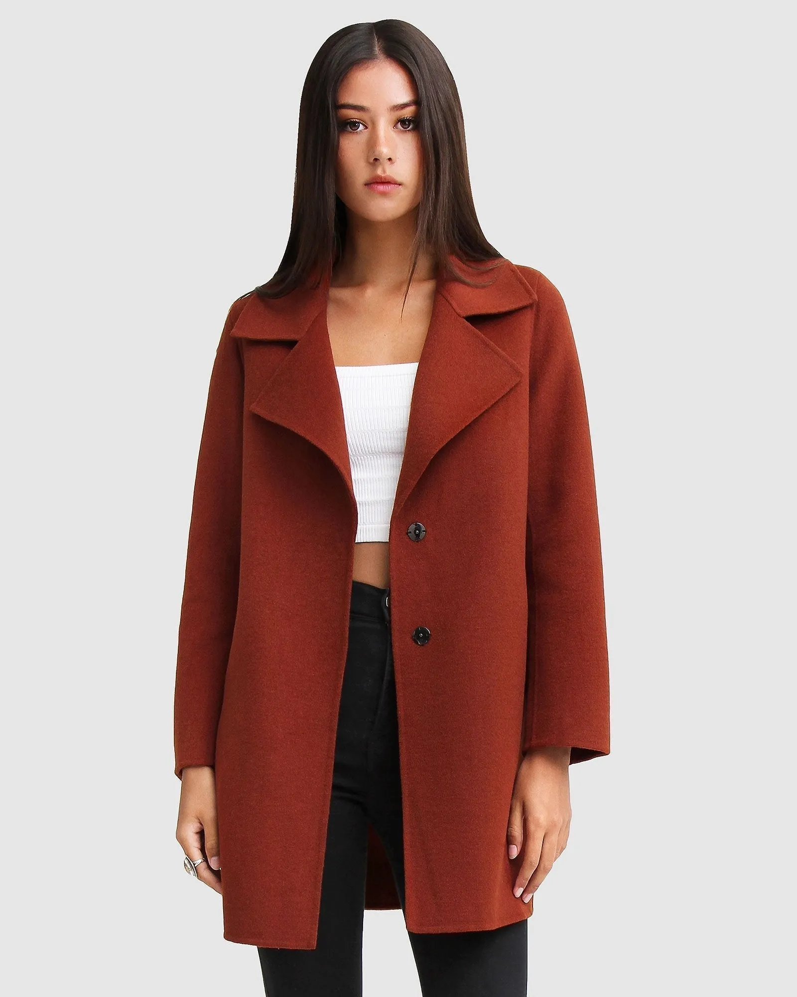 NEW FIT Ex-Boyfriend Wool Blend Oversized Jacket - Brick