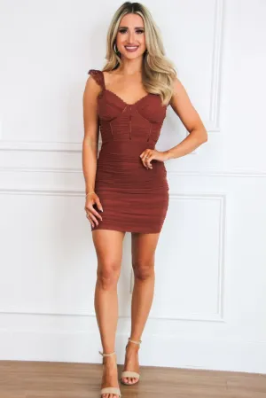 Newly Single Bustier Dress: Rust