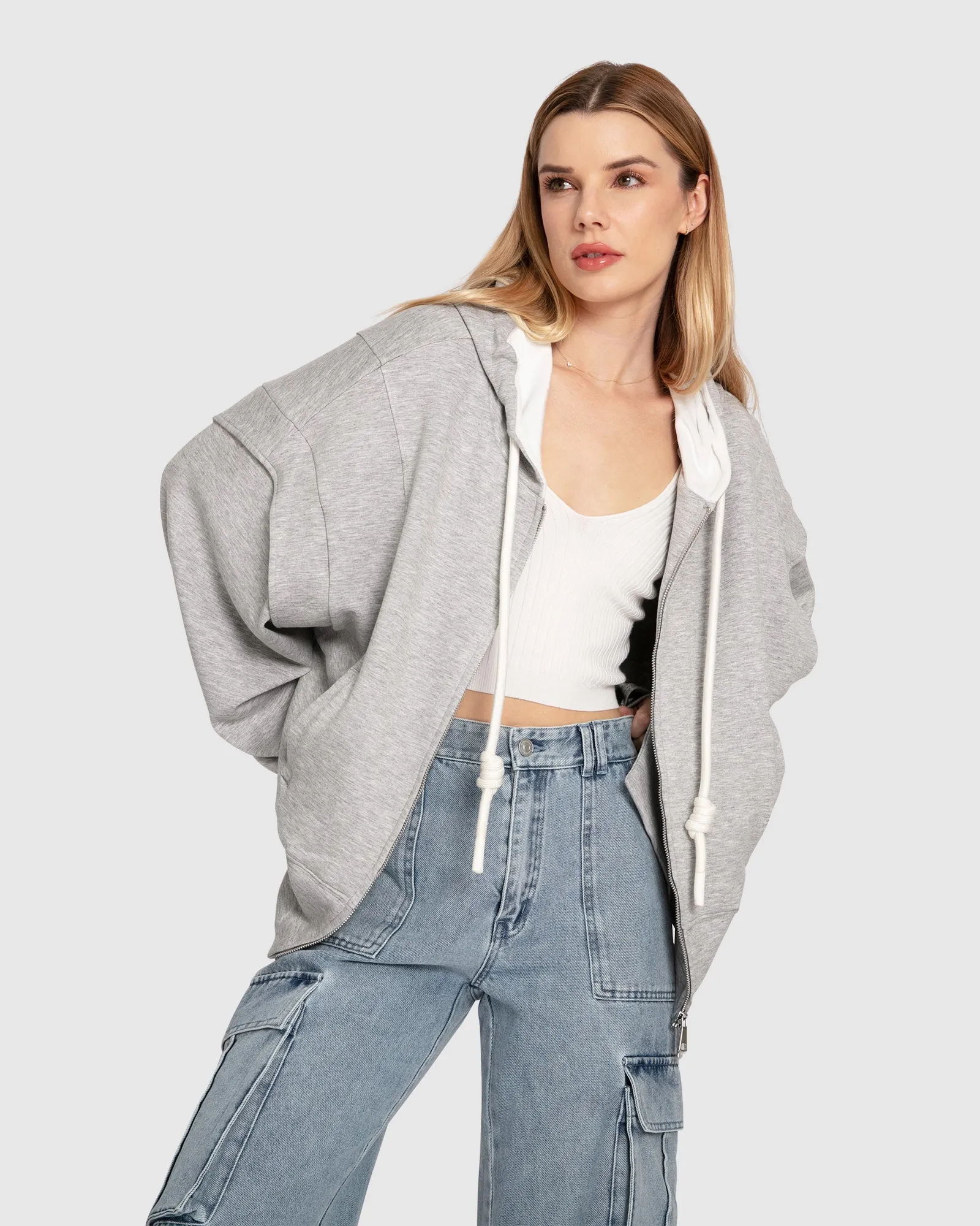 No Ordinary Love Zip Hoodie - Grey Marle