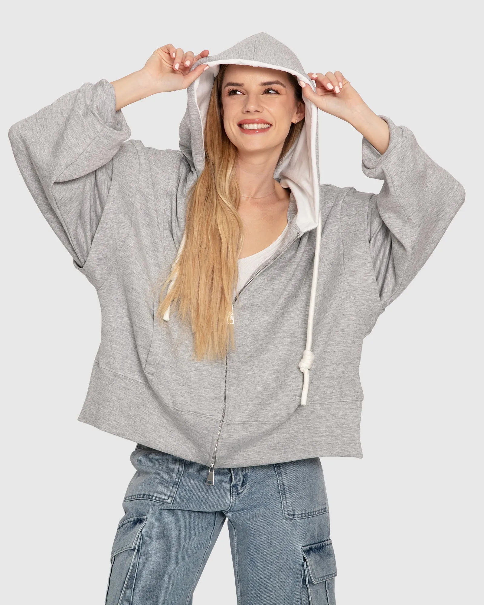 No Ordinary Love Zip Hoodie - Grey Marle