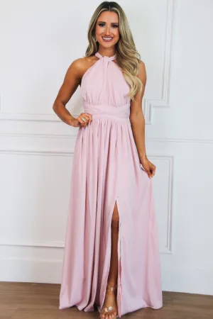 Overcome the Odds Wrap Maxi Dress: Light Pink
