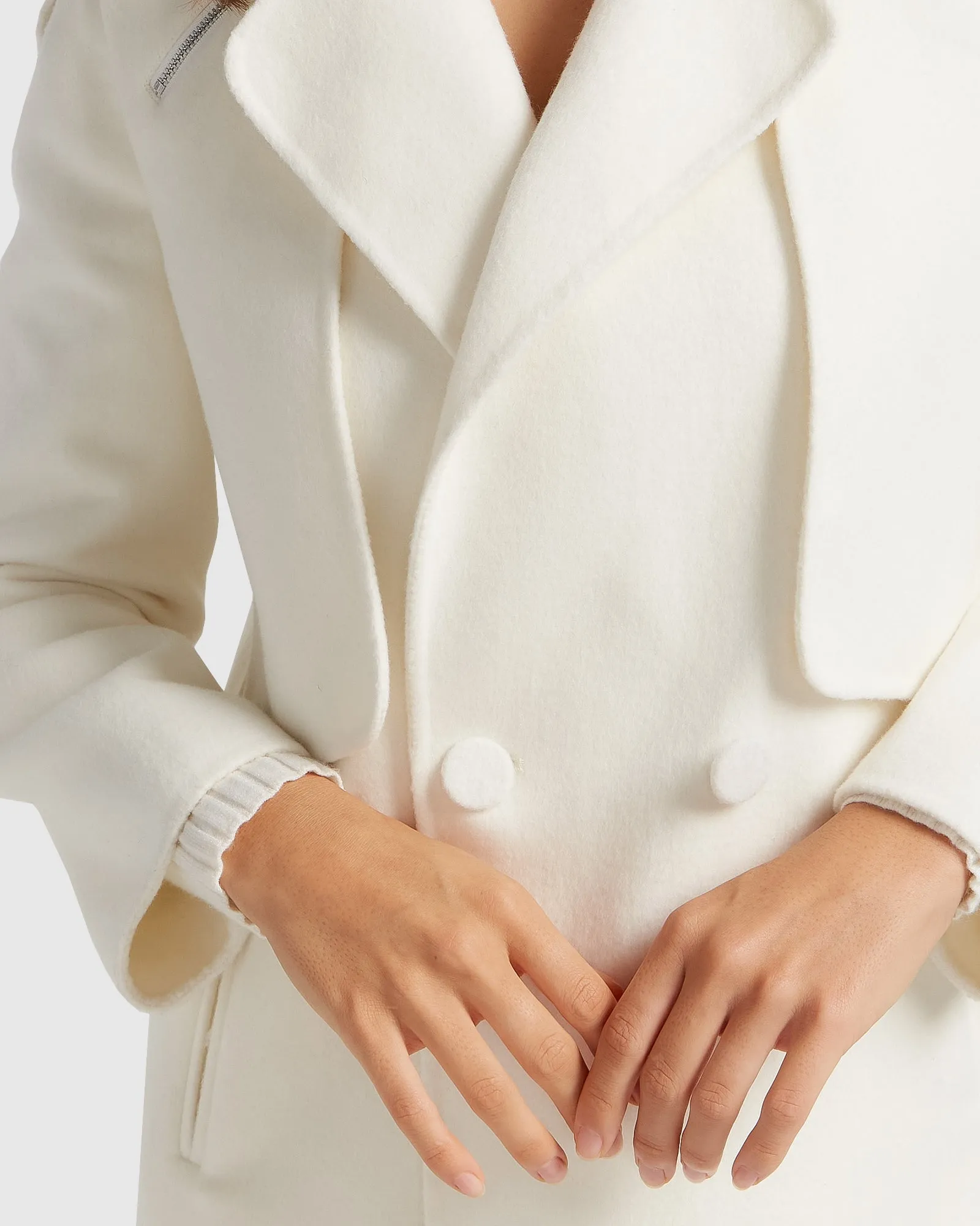 Palm City Wool Blend Coat - Cream