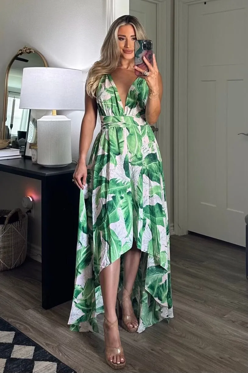 Palm Springs Maxi Dress: Green/Light Pink