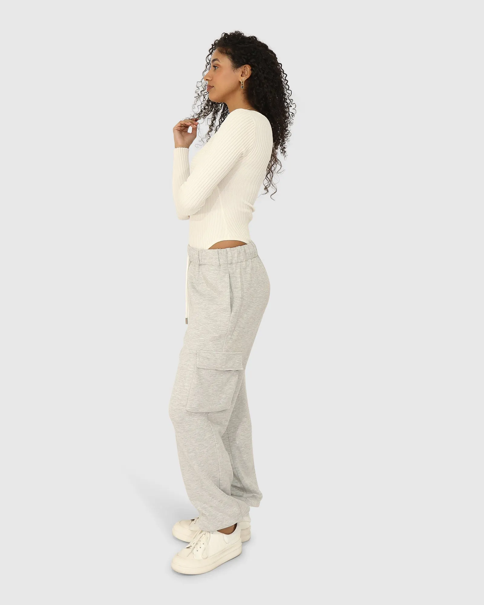 Perfect Match Cargo Trackpants - Grey Marle