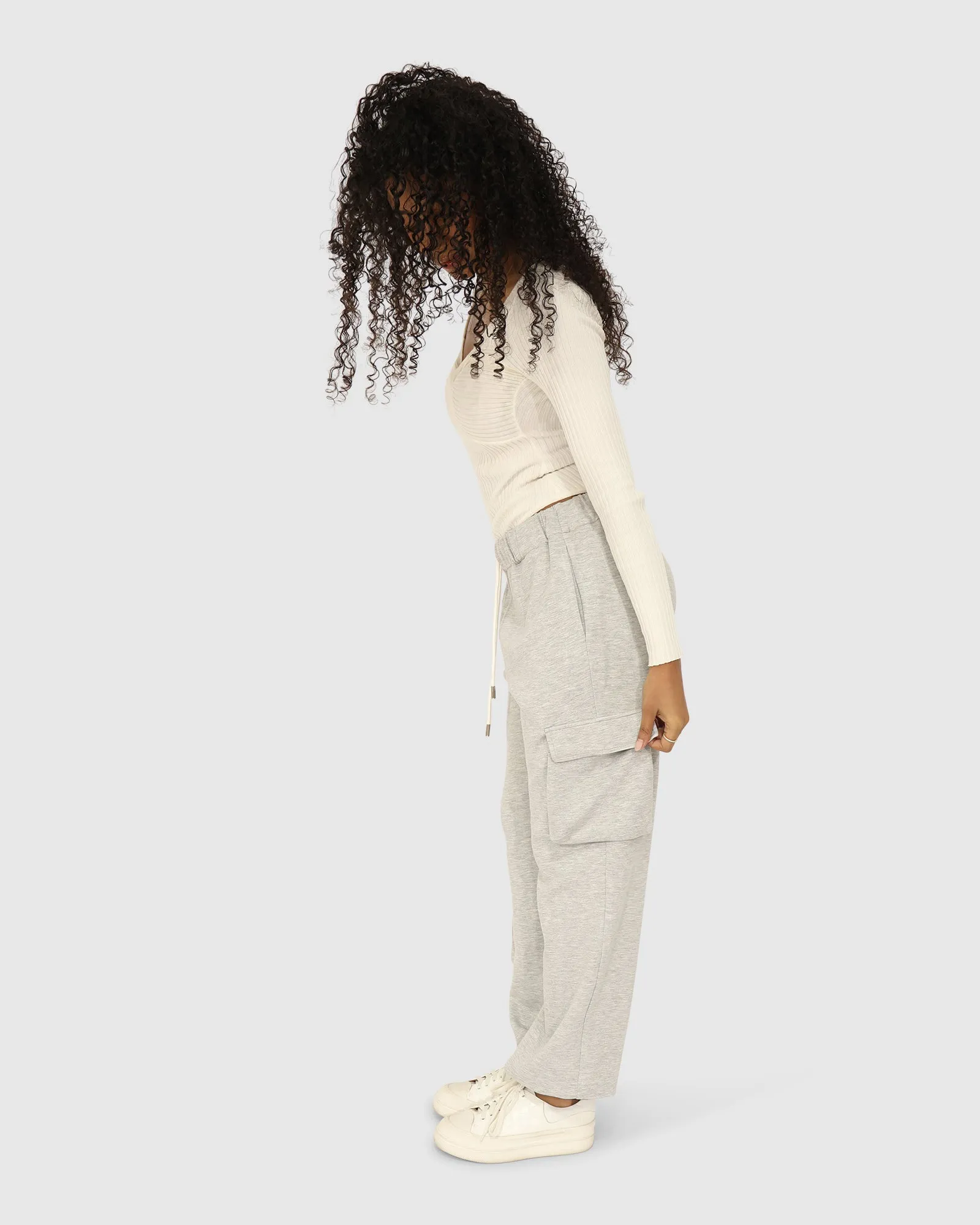 Perfect Match Cargo Trackpants - Grey Marle