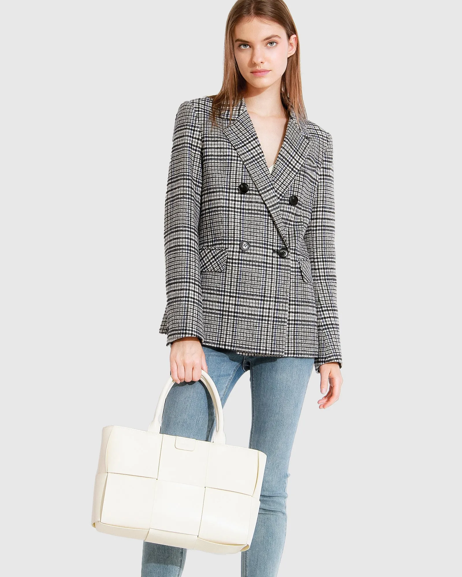 Piccadilly Wool Blend Plaid Blazer - Grey