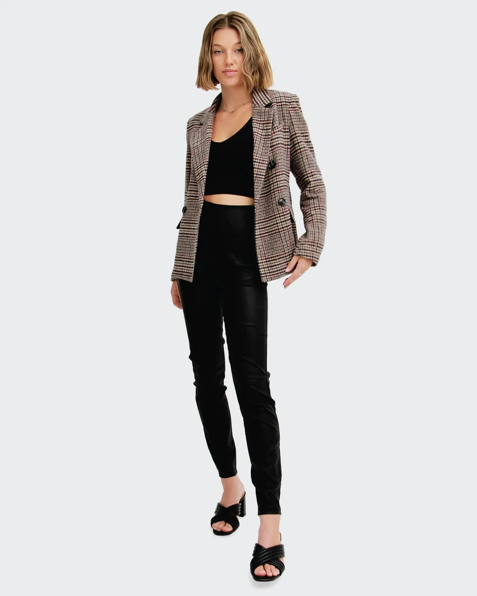 Piccadilly Wool Blend Plaid Blazer - Oat