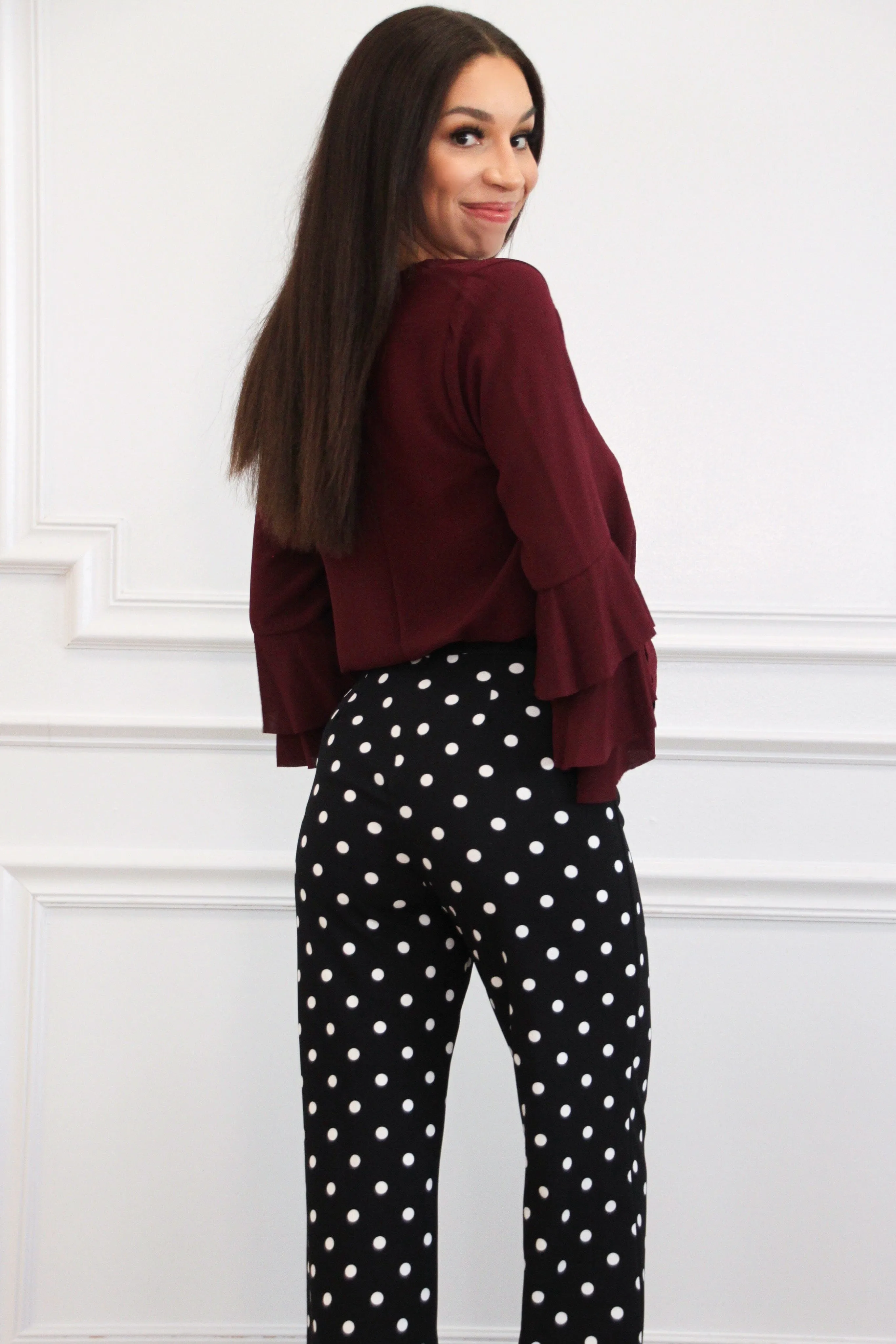 Polka Dot Cutie High Waisted Pants: Black