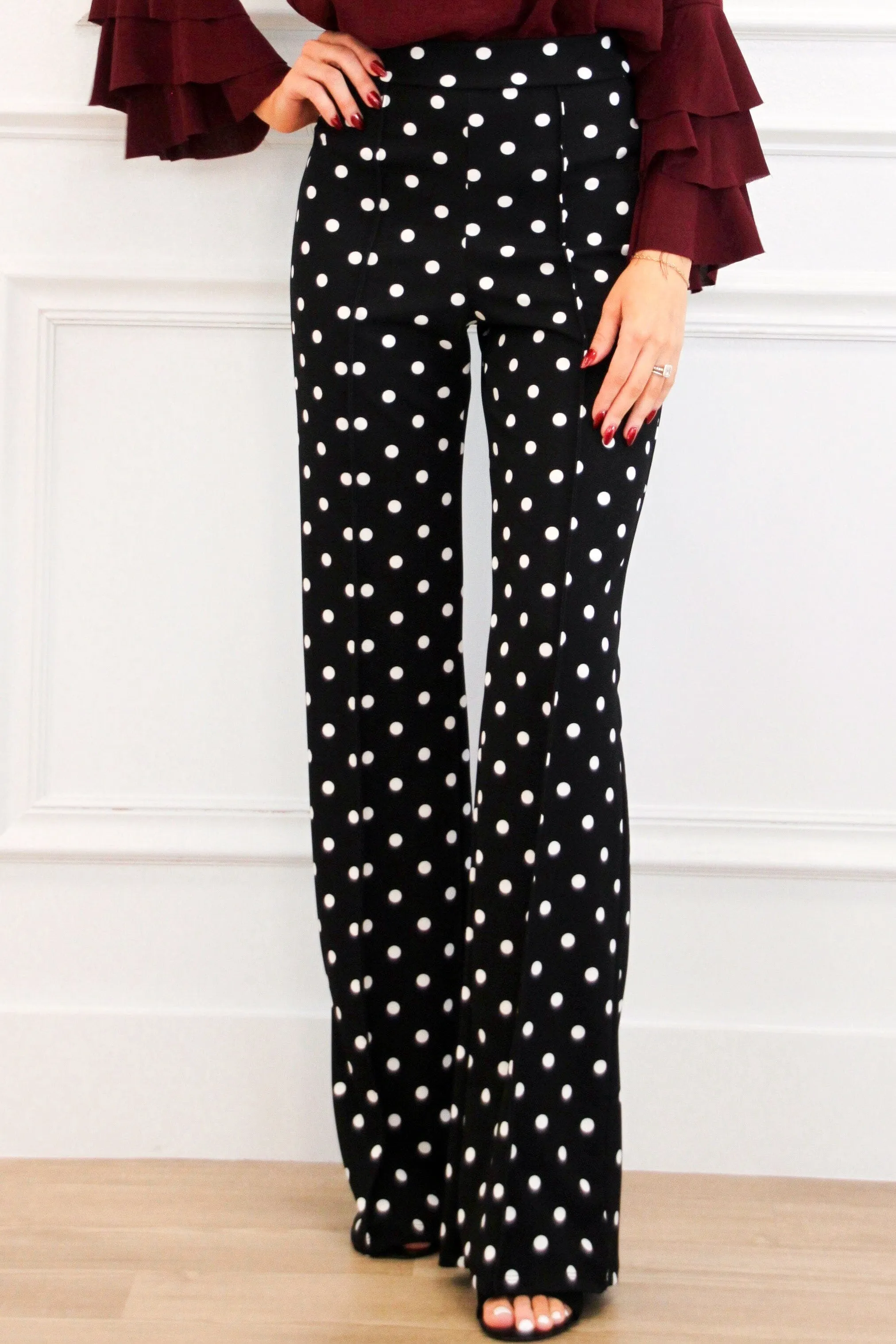 Polka Dot Cutie High Waisted Pants: Black