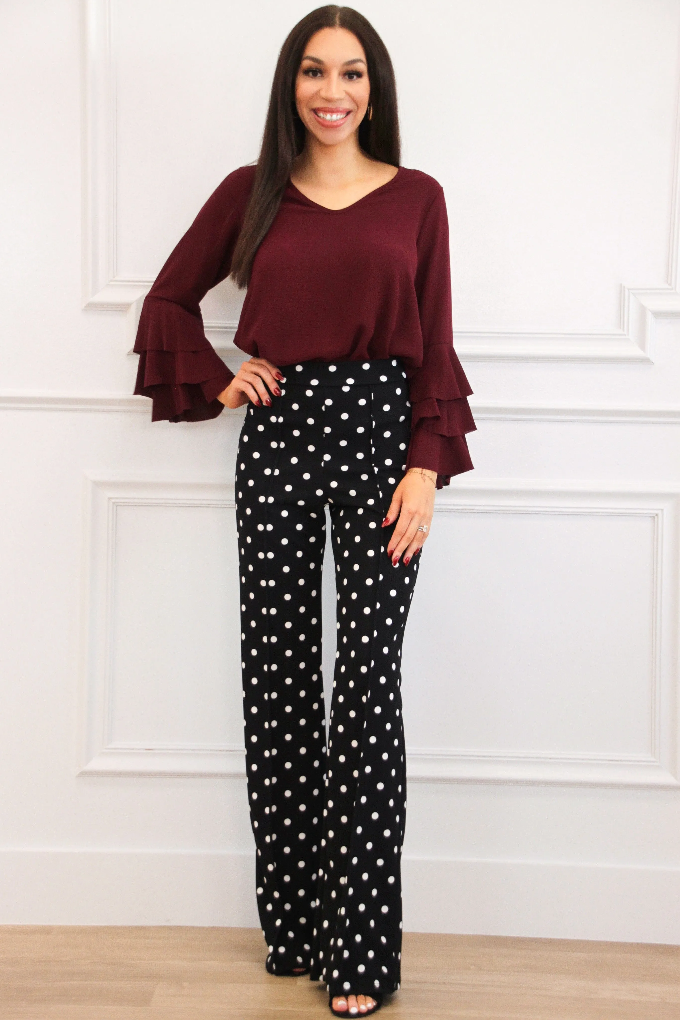 Polka Dot Cutie High Waisted Pants: Black