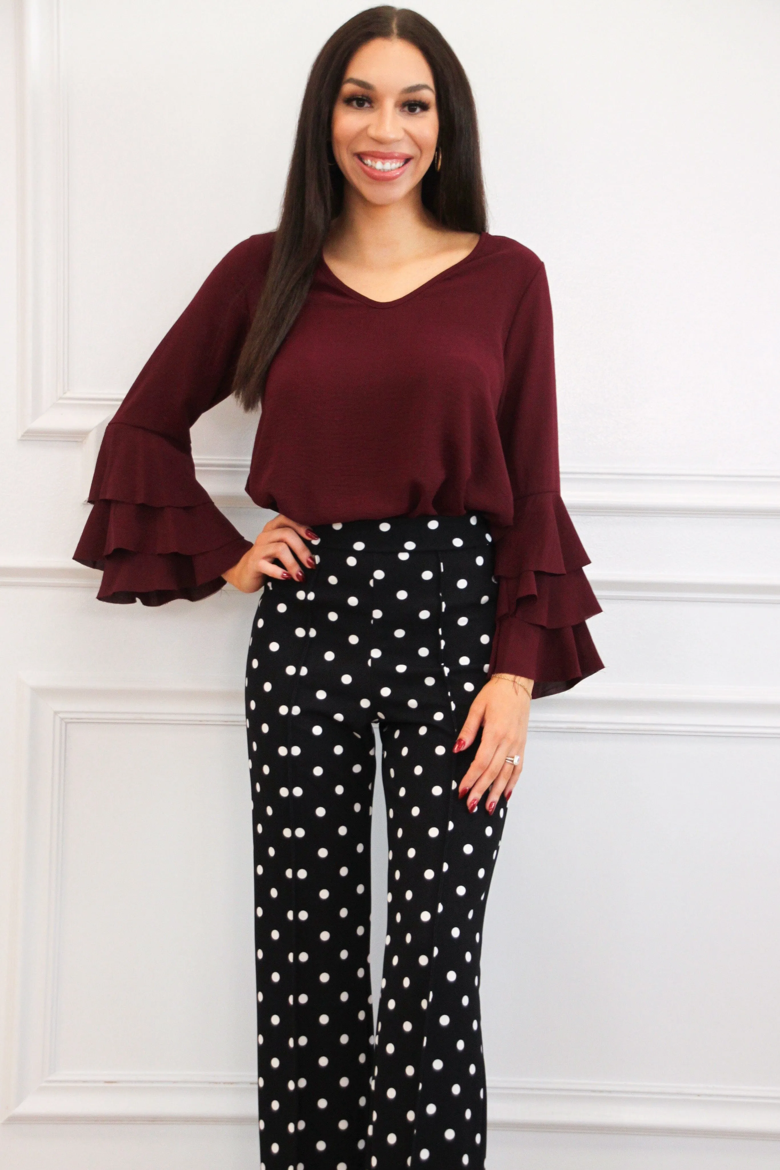 Polka Dot Cutie High Waisted Pants: Black