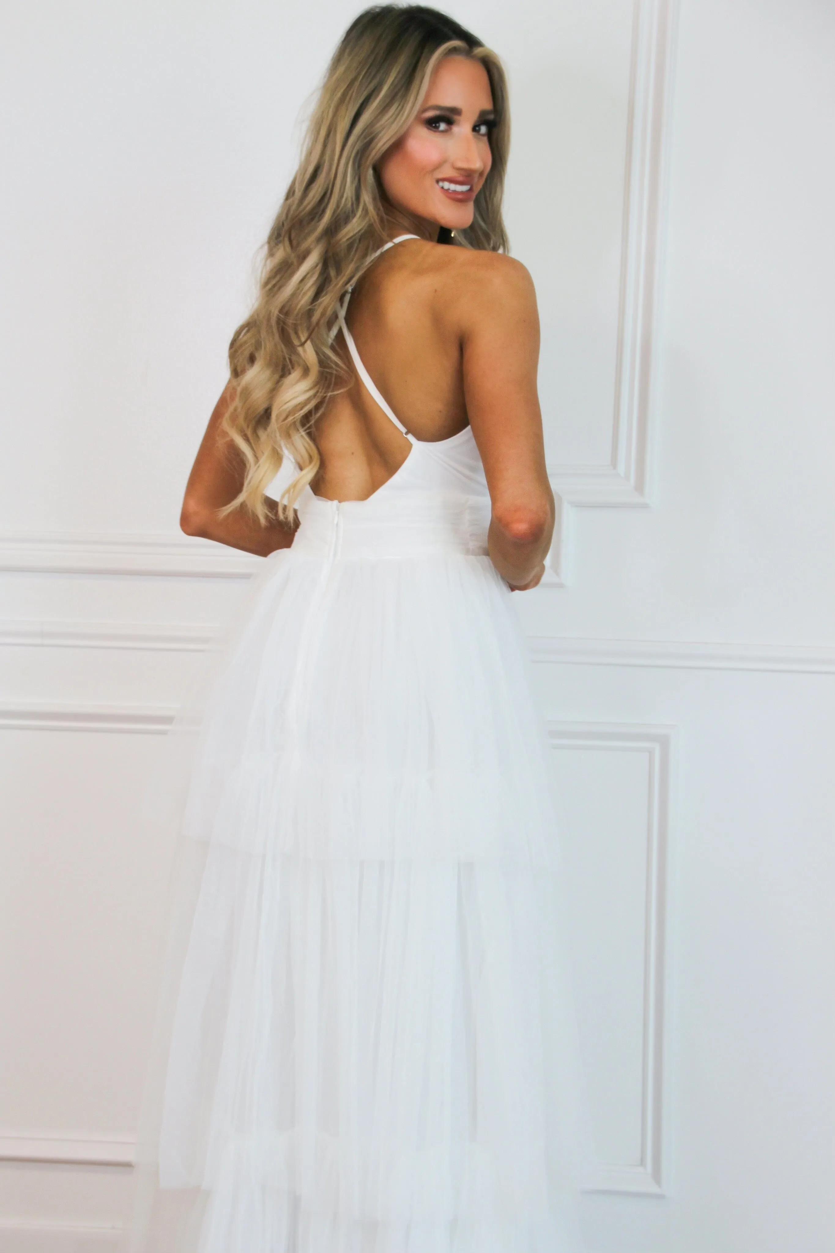 Precious Love Tiered Maxi Dress: White