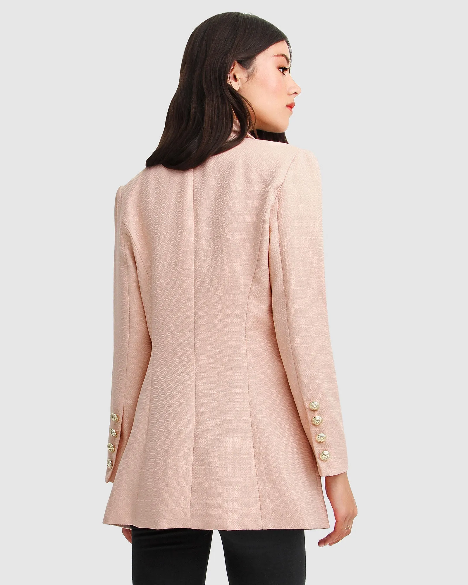 Princess Polina Textured Weave Blazer - Blush