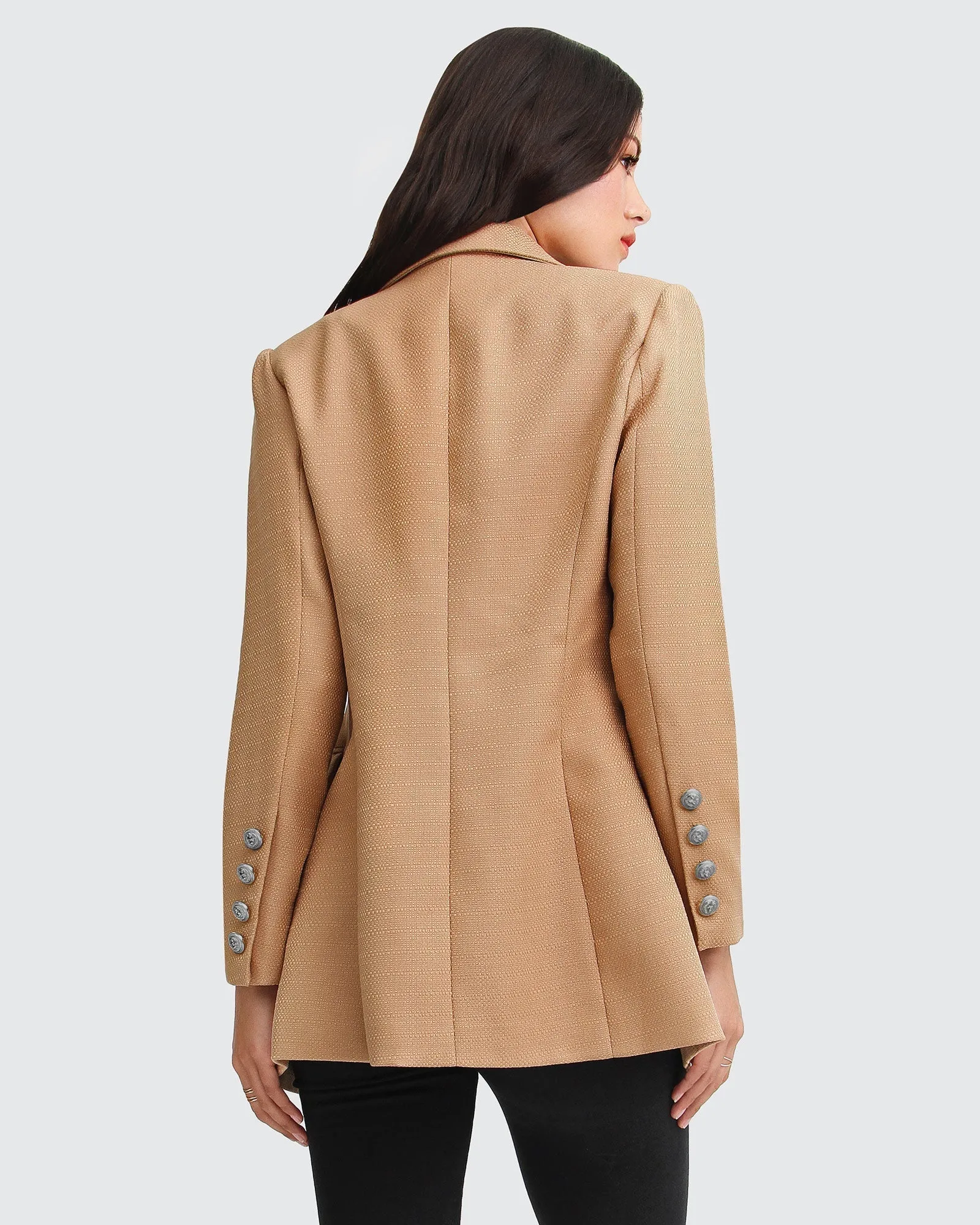 Princess Polina Textured Weave Blazer - Camel