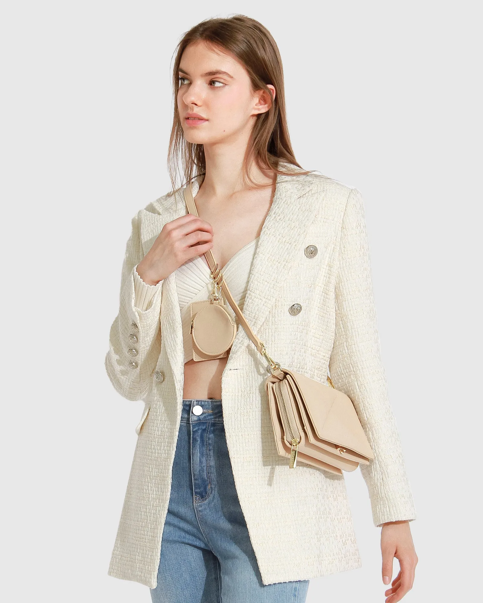 Princess Polina Tweed Blazer - Cream