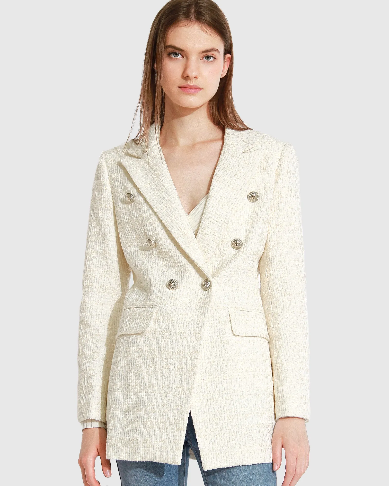 Princess Polina Tweed Blazer - Cream