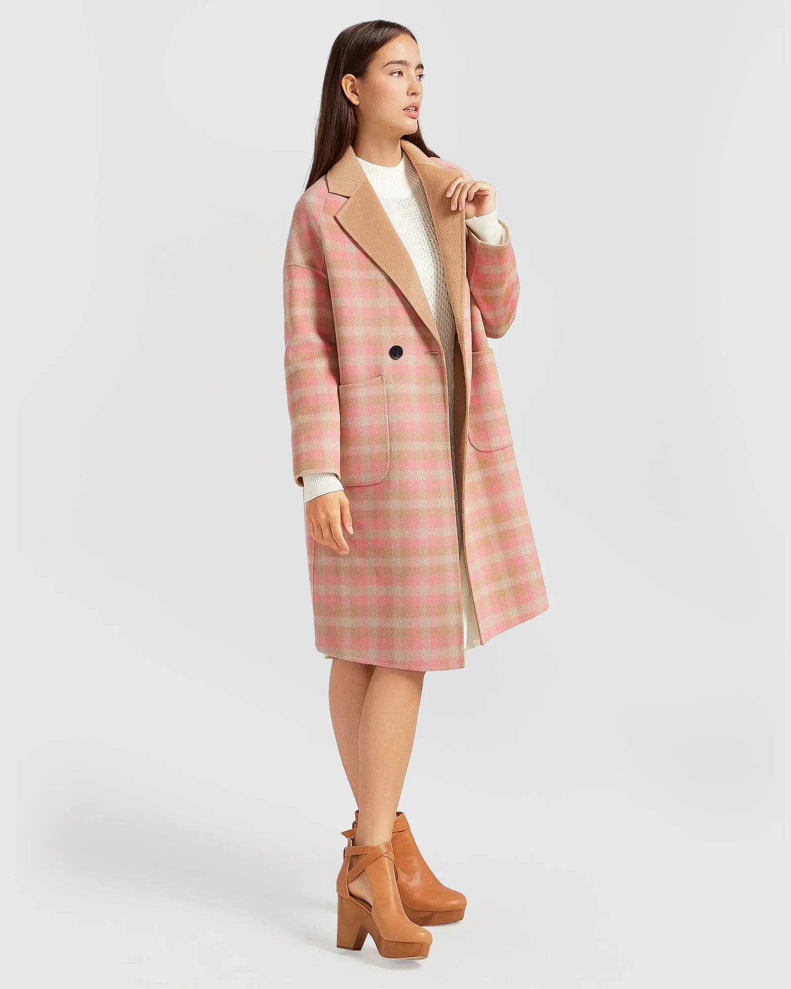 Publisher Double-Breasted Wool Blend Coat - Iced Vovo Check
