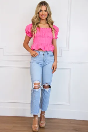 Pure Essence Ruffle Top: Pink