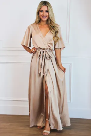 Raleigh Satin Maxi Dress: Champagne