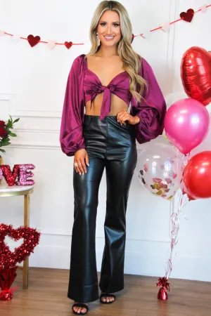 Ray of Light Satin Crop Top: Berry
