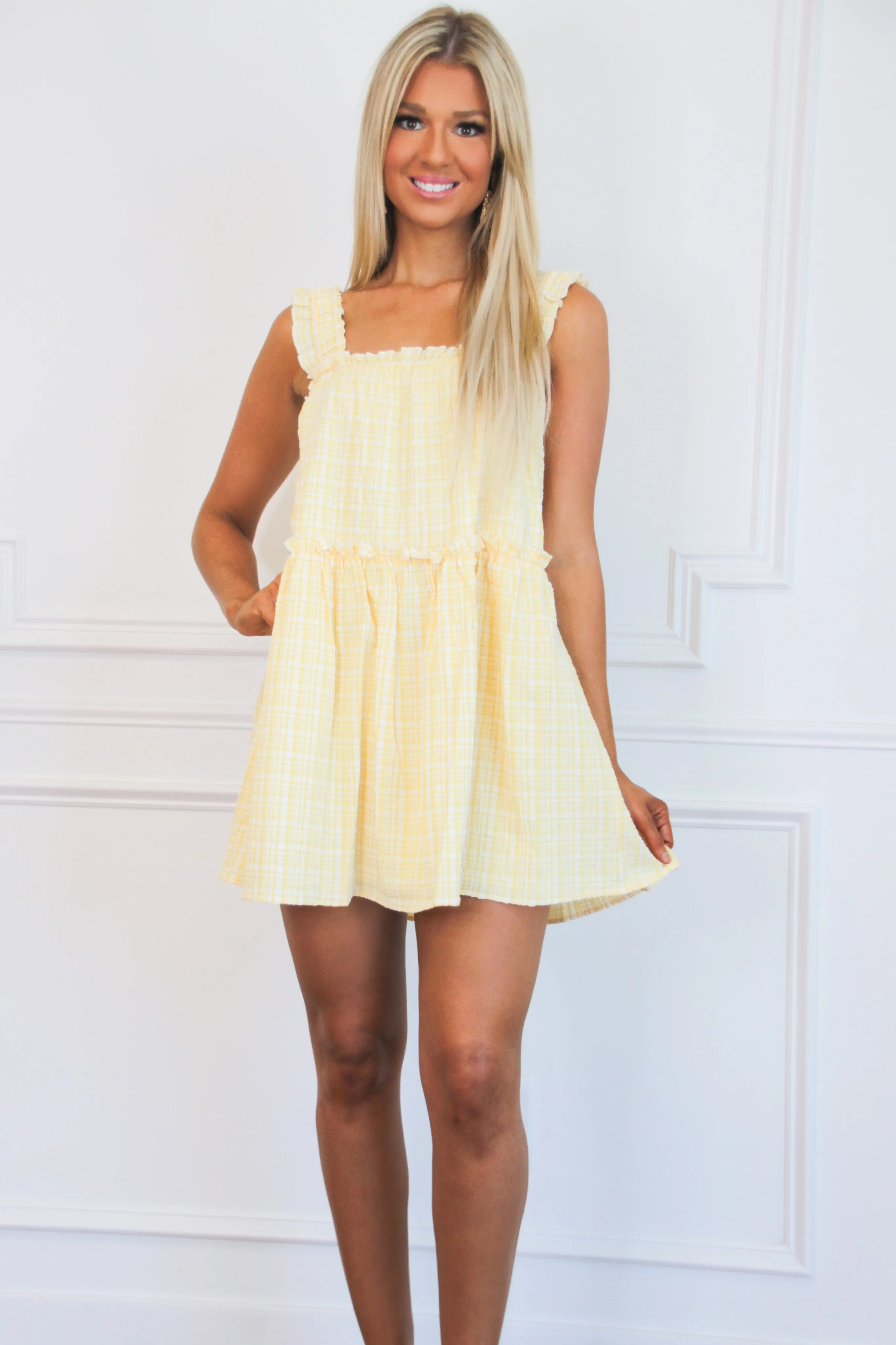 Ray of Sunshine Dress: Light Yellow/White