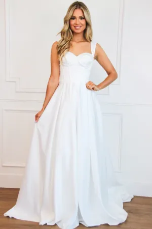 Reid Bustier Satin Wedding Dress: White