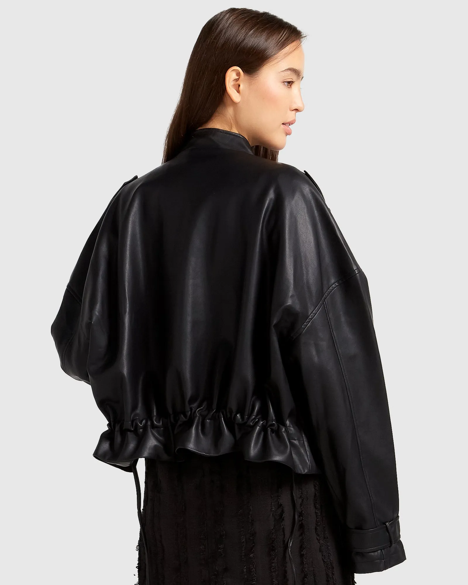 Reload Draped Leather Look Jacket - Black