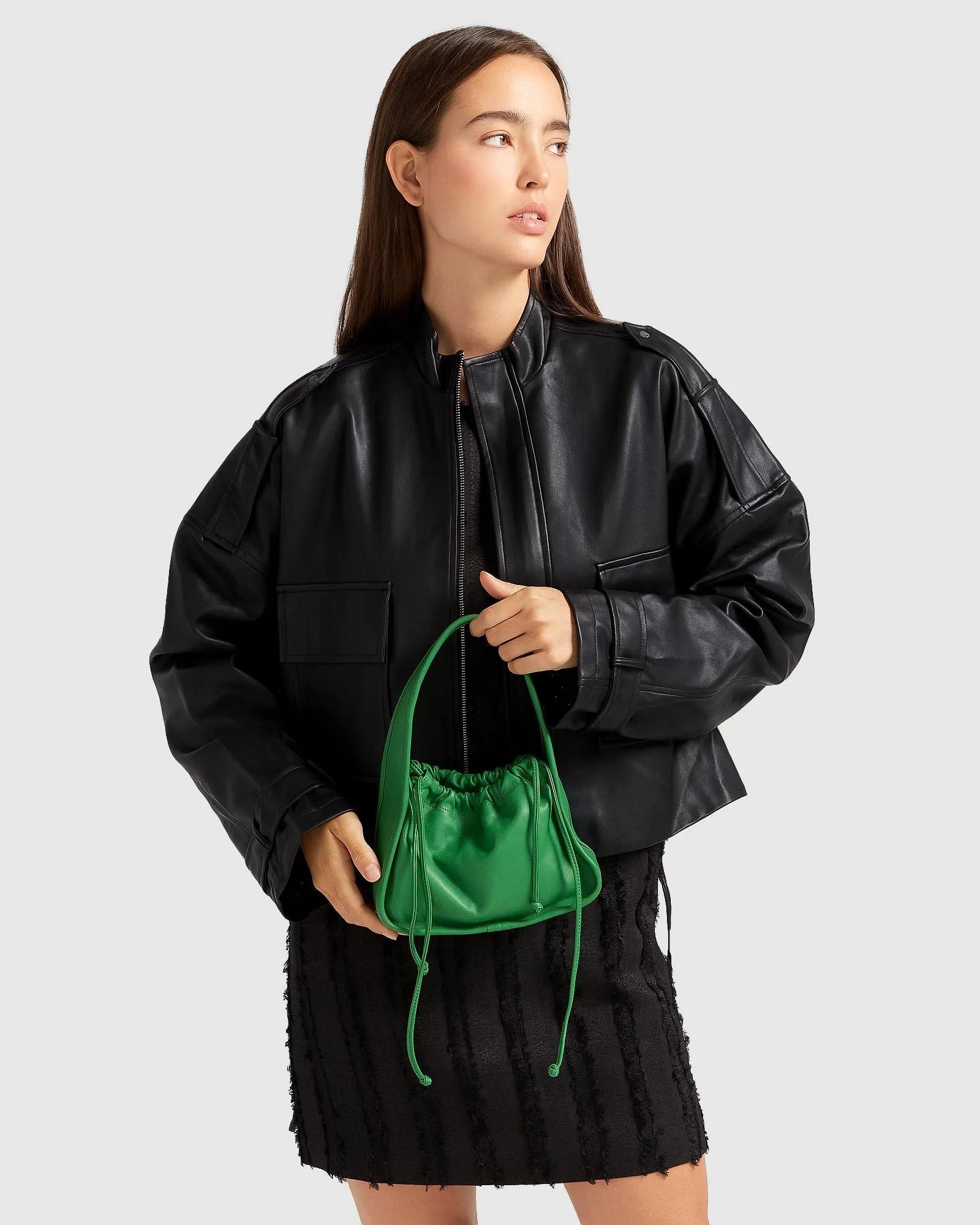 Reload Draped Leather Look Jacket - Black